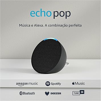 🔊 Echo Pop (Última geração) | Smart speaker compacto com som envolvente e Alexa | Cor Preta