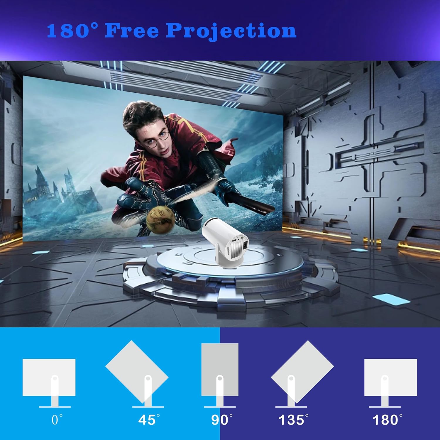 📽️ Mini Projetor Portátil 5G Wi-Fi 6, BT 5.0, Android 11 - Suporte 4K Full HD 8000 Lumens